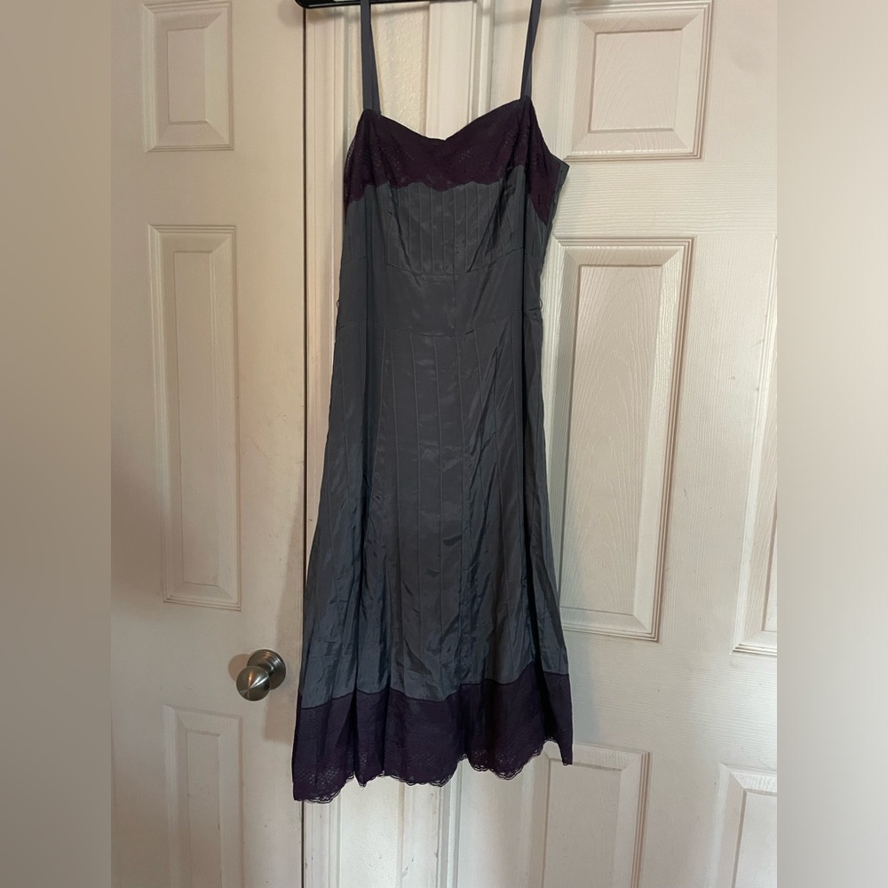Monsoon purple lace trim slip dress size 8
